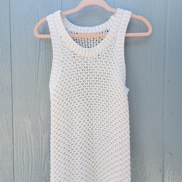 Michael Kors Fringe Cotton Open Knit Fringe Midi Dress Cover Up Beach Resortwear - Picture 5 of 9